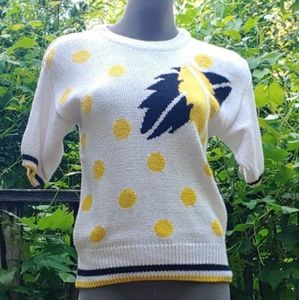 Vintage Black & Yellow Knit Sweater Top Fall